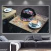 Tranh ảnh trang trí quán cafe in tráng gương - 394CF
