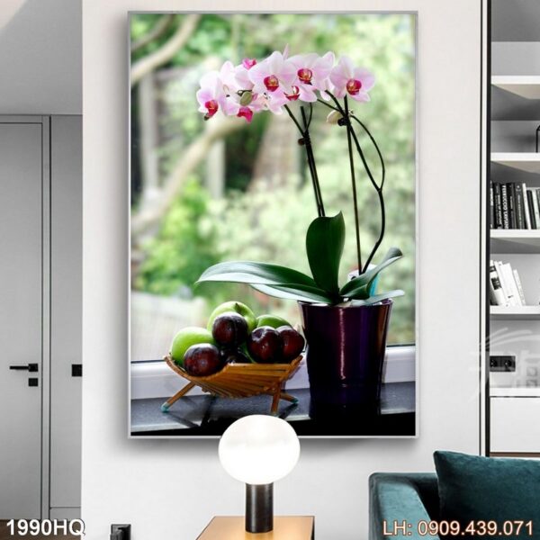Bức tranh hoa lá dán kiếng - 1990HQ
