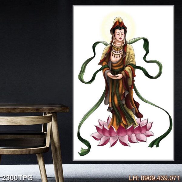 Tranh vẽ thờ Phật có khung - 2300PG