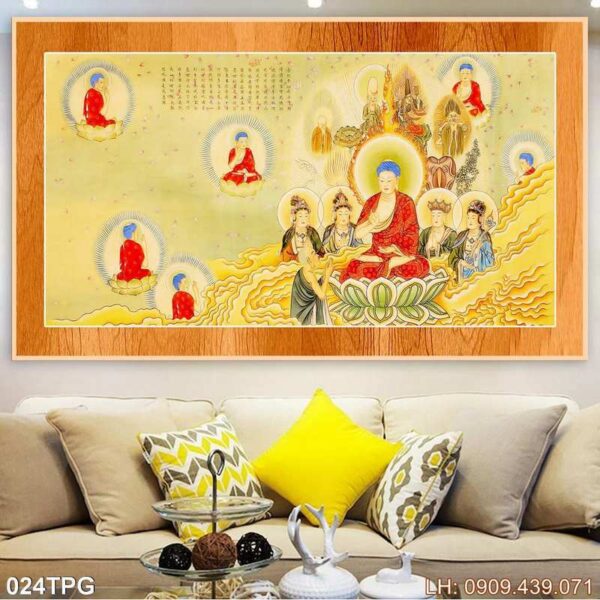 Bức tranh thờ Phật dán kính - 024PG