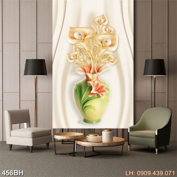 Tranh vẽ bình hoa ấn tượng - 456BH