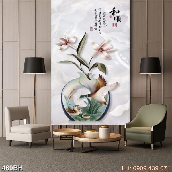 Bức tranh bình hoa cổ - 469BH