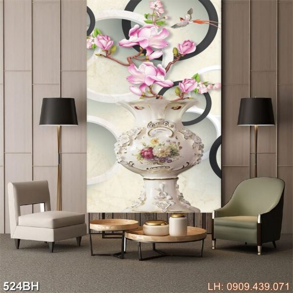 Tranh bình bông cổ - 524BH