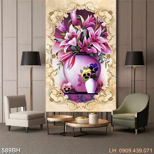 Bức tranh bình hoa đẹp - 589BH