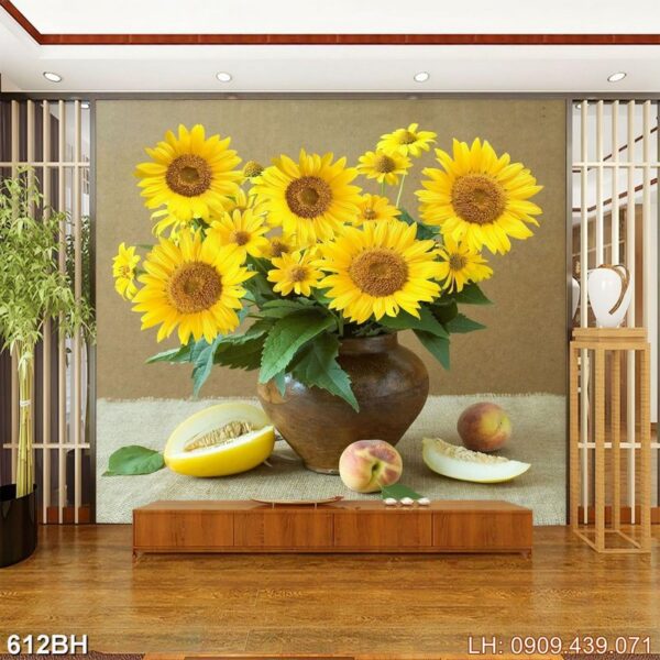 Tranh bình hoa cổ - 612BH