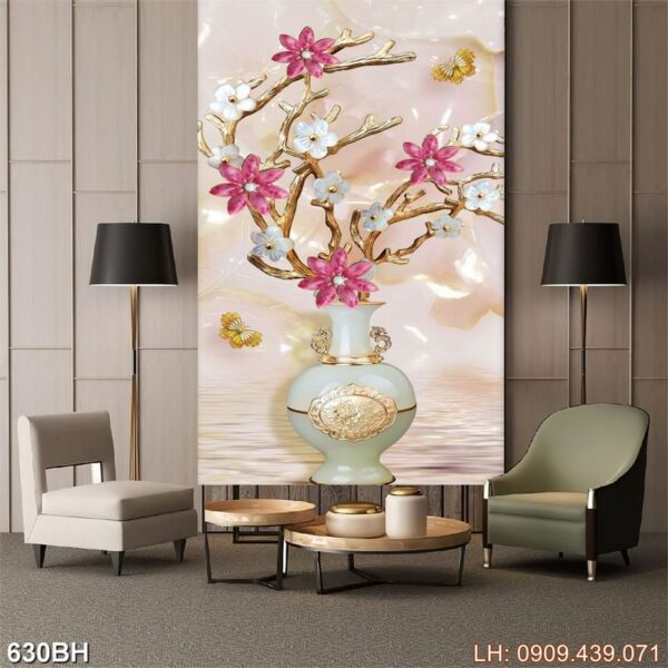 Tranh vẽ hoa phòng khách - 630BH