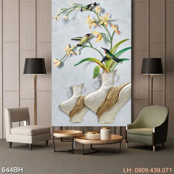 Tranh vẽ bình hoa đẹp - 644BH