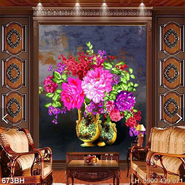 Bức tranh bình hoa đẹp - 673BH