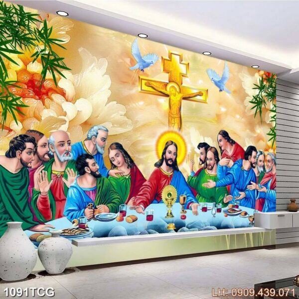 Bức tranh Thiên Chúa in tráng gương - 1091TCG