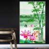Mẫu tranh bông sen dán kính - 1139TCK