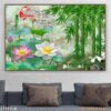Tranh vẽ hoa sen có khung - 1351TCK