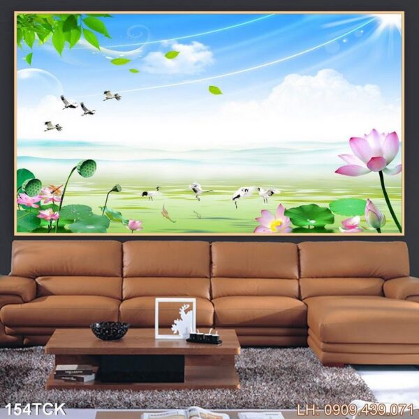 Mẫu tranh cửu ngư quần hội in tráng gương - 154TCK