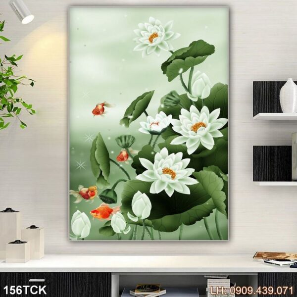 Ảnh đóa sen dán kiếng - 156TCK