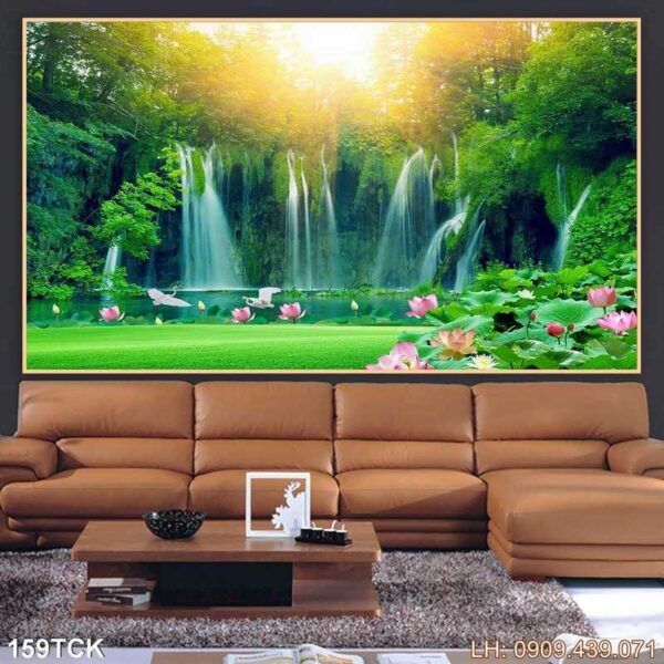 Mẫu tranh cánh sen in tráng gương - 159TCK