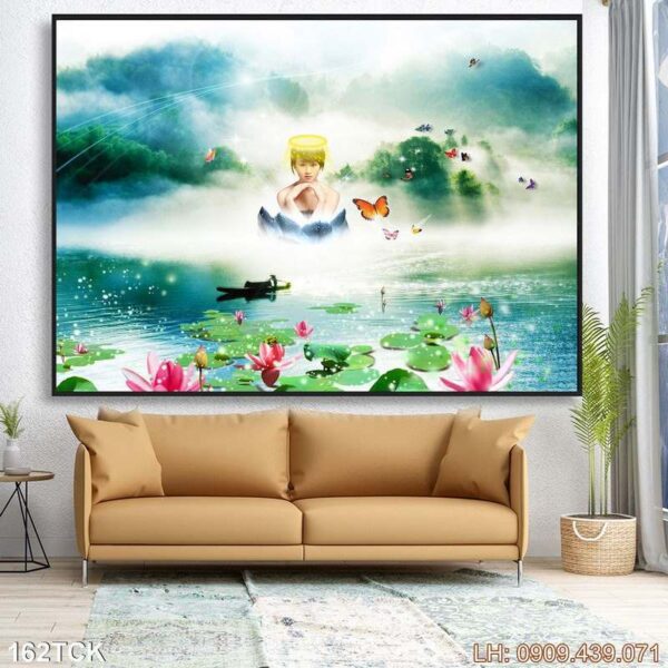 Tranh hoa sen giá rẻ - 162TCK