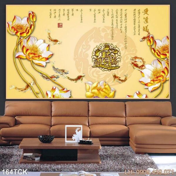 Bức tranh cánh sen giá rẻ - 164TCK