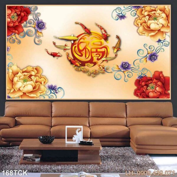 Mẫu tranh hoa sen có khung - 168TCK