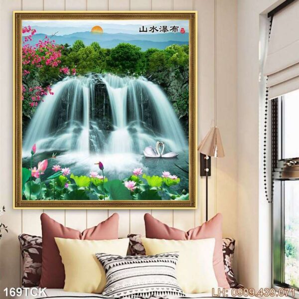 Tranh vẽ bông sen giá rẻ - 169TCK