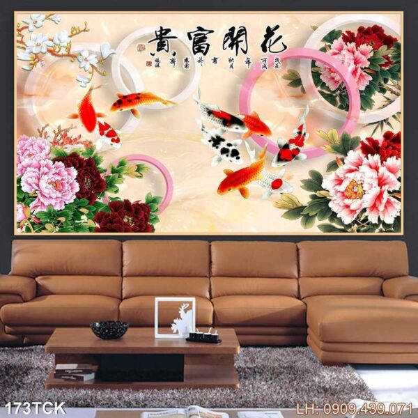 Tranh vẽ bông sen in laminate - 173TCK