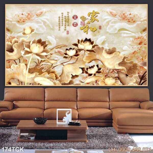 Bức tranh bông sen in canvas - 174TCK