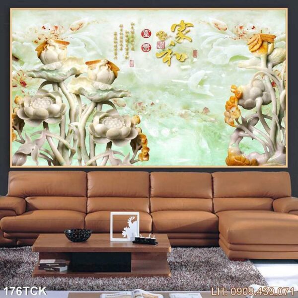 Tranh vẽ hoa sen khổ lớn - 176TCK