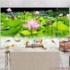 Tranh vẽ hoa sen dán tường - 2355TCK