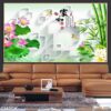 Tranh vẽ bông sen dán kiếng - 024TCK