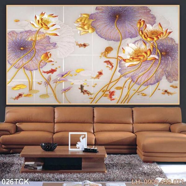 Mẫu tranh sen dán kính - 026TCK