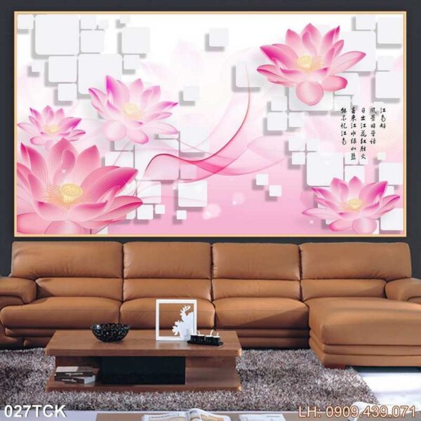 Mẫu tranh sen in canvas - 027TCK