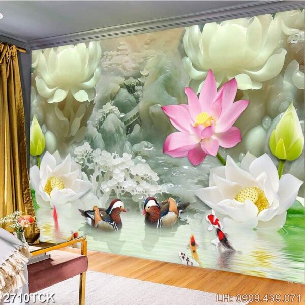 Tranh cánh sen dán kiếng - 2710TCK
