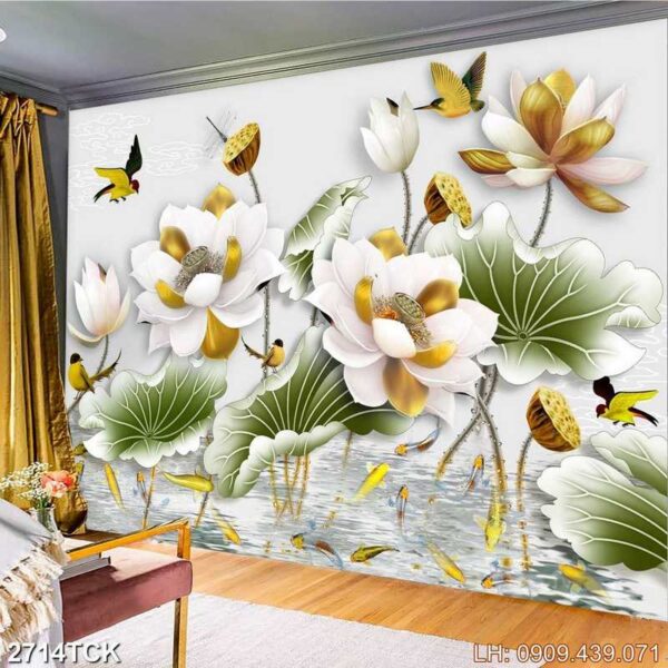 Bức tranh đóa sen ấn tượng - 2714TCK