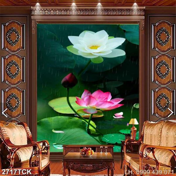 Tranh hoa sen có khung - 2717TCK