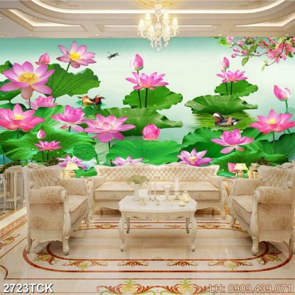 Tranh bông sen ấn tượng - 2723TCK