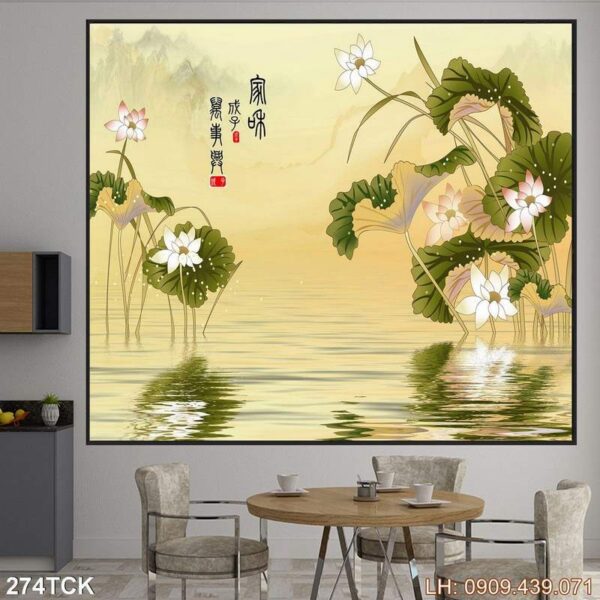 Mẫu tranh cánh sen dán kiếng - 274TCK