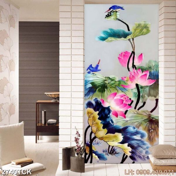 Bức tranh sen có khung - 2740TCK