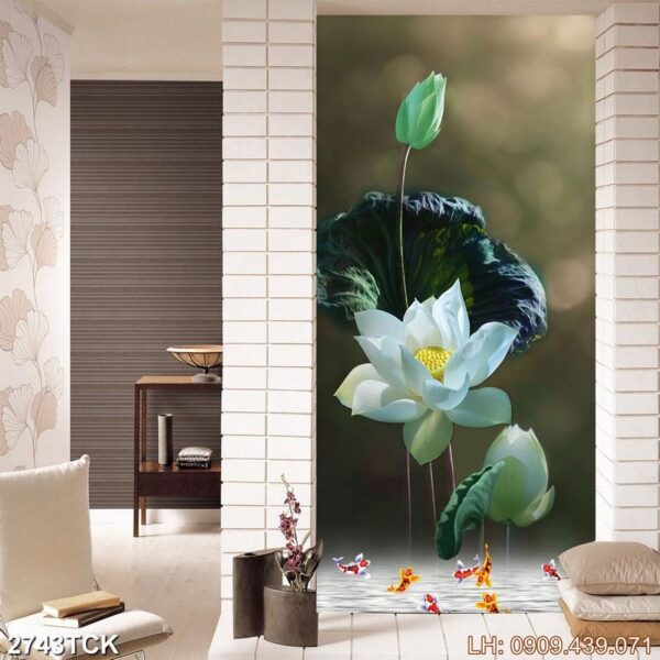 Mẫu tranh hoa sen in nhanh - 2743TCK