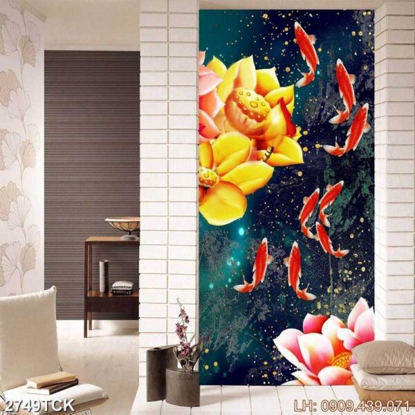 Tranh vẽ bông sen có khung - 2749TCK