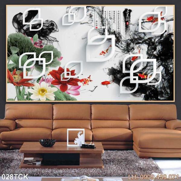 Mẫu tranh hoa sen in nhanh - 028TCK