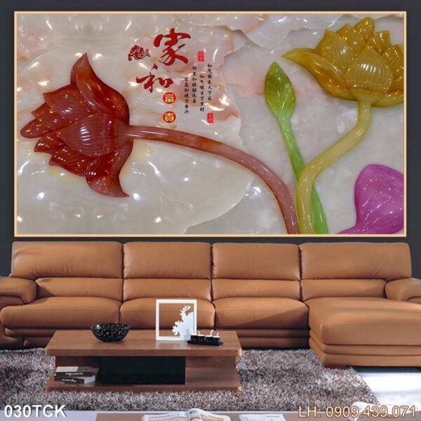 Tranh sen có khung - 030TCK