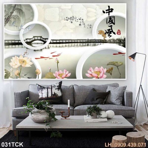 Tranh ảnh sen dán kính - 031TCK