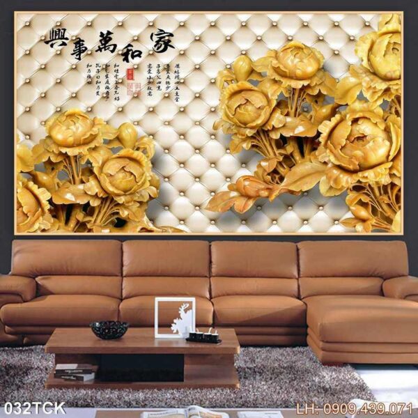 Mẫu tranh hoa sen dán tường - 032TCK