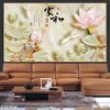 Bức tranh cá chép hoa sen dán kính - 033TCK
