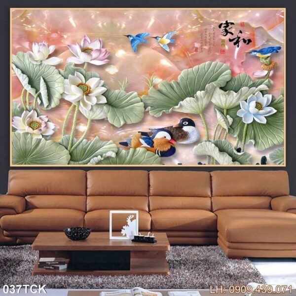 Mẫu tranh bông sen ấn tượng - 037TCK