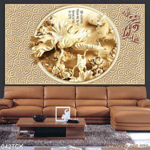 Bức tranh hoa sen dán tường - 042TCK