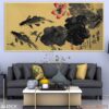 Tranh vẽ cá chép hoa sen đẹp - 444TCK