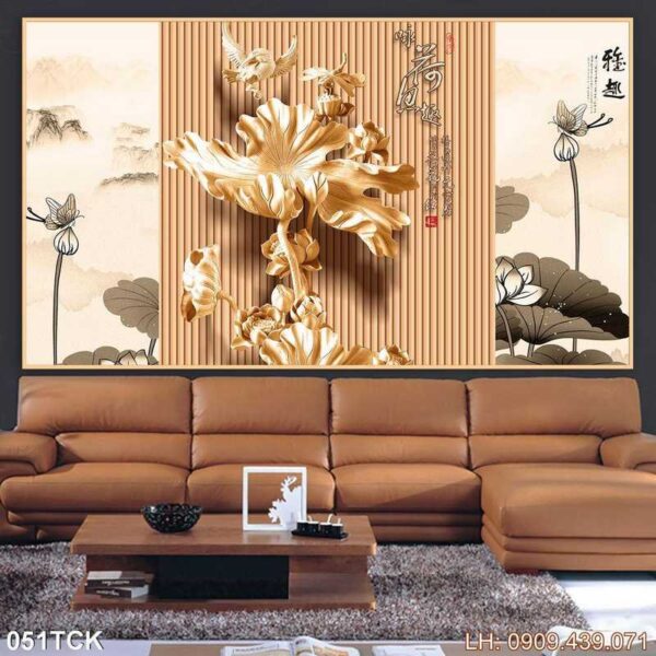 Mẫu tranh sen dán tường - 051TCK