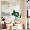 Tranh vẽ hoa sen dán kiếng - 570TCK