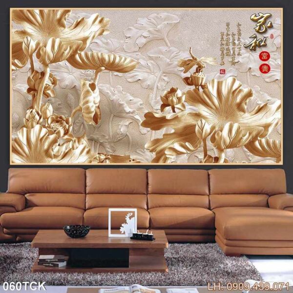 Bức tranh cá chép hoa sen in nhanh - 060TCK