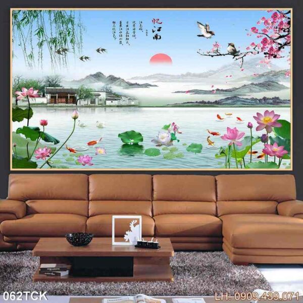 Tranh ảnh hoa sen dán kính - 062TCK