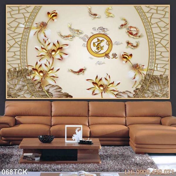 Tranh sen có khung - 068TCK